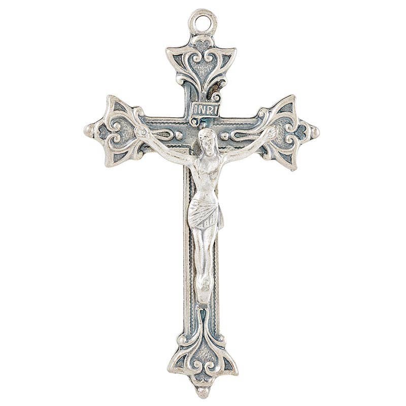 Crucifix Silver Oxidized  2" with 24"chain