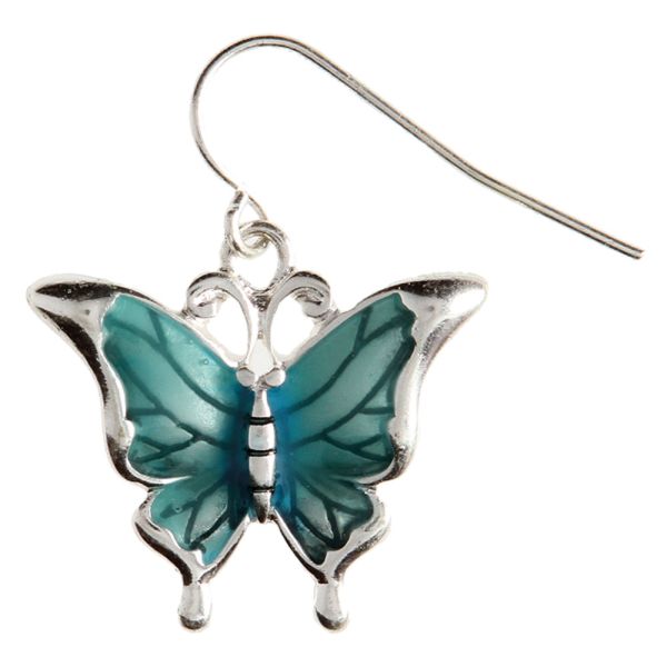 Silver Blue Butterfly Earrings