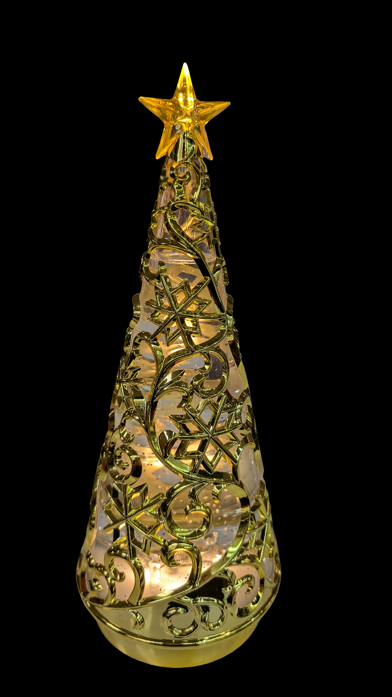 12" B/O Lighted Spinning Water Globe Tree w/timer