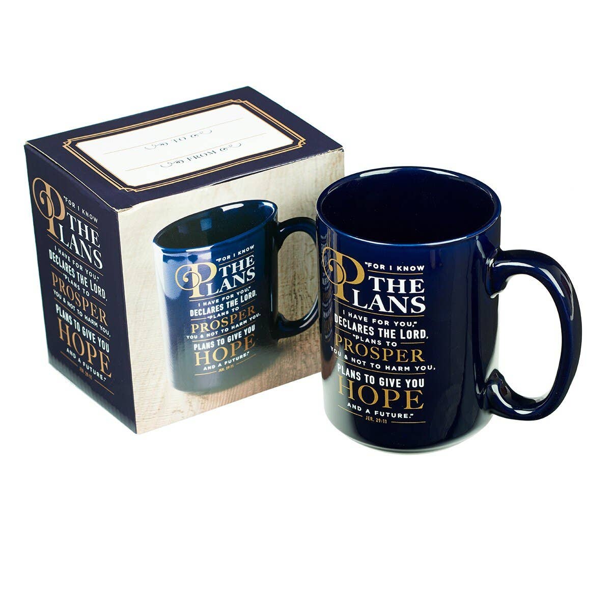 “For I Know the Plans” Navy Mug – Jeremiah 29:11 (15 oz)