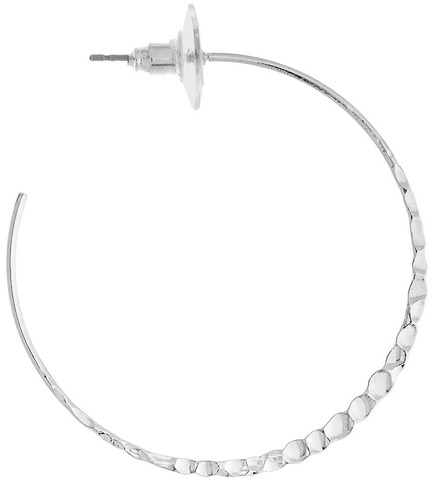 Silver Hammered Hoop Earrings