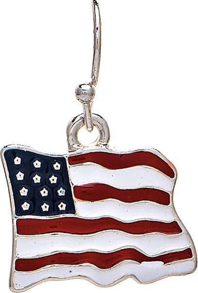 Silver Waving American Flag Earrings