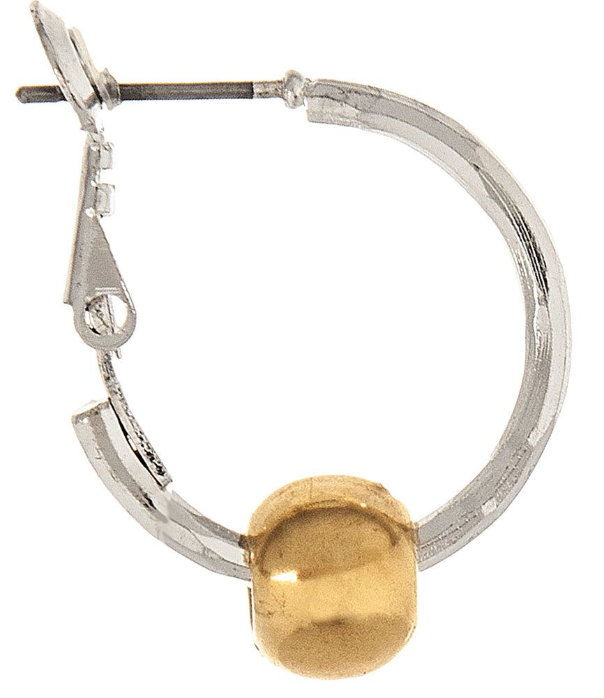 Silver Hoop with Gold Ball Earrings