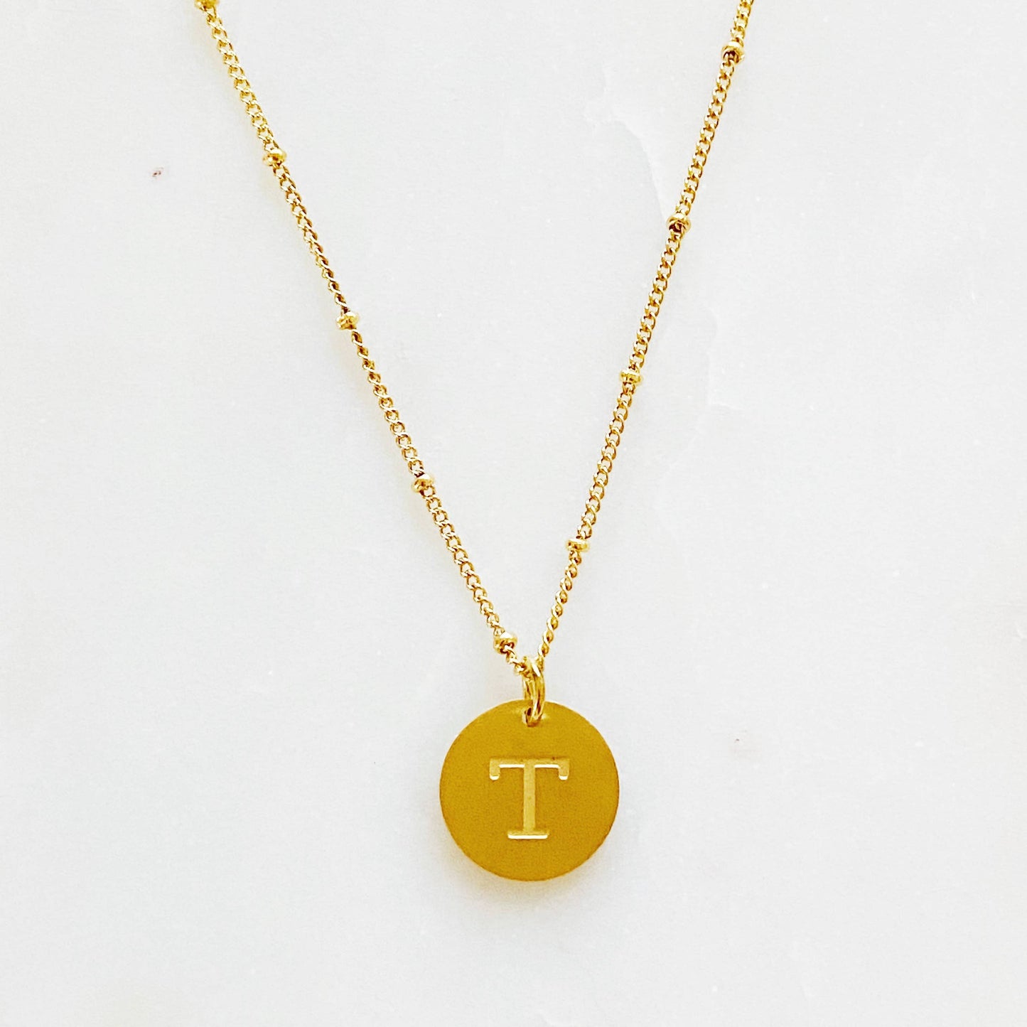 Gold Charm Initial Necklace