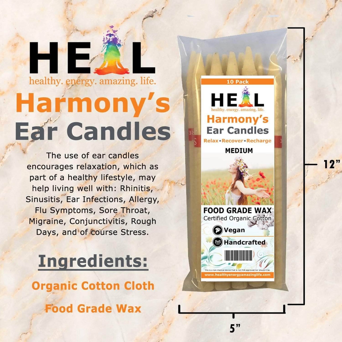 Medium Ear Candles by Doc Harmony: 2-Pack