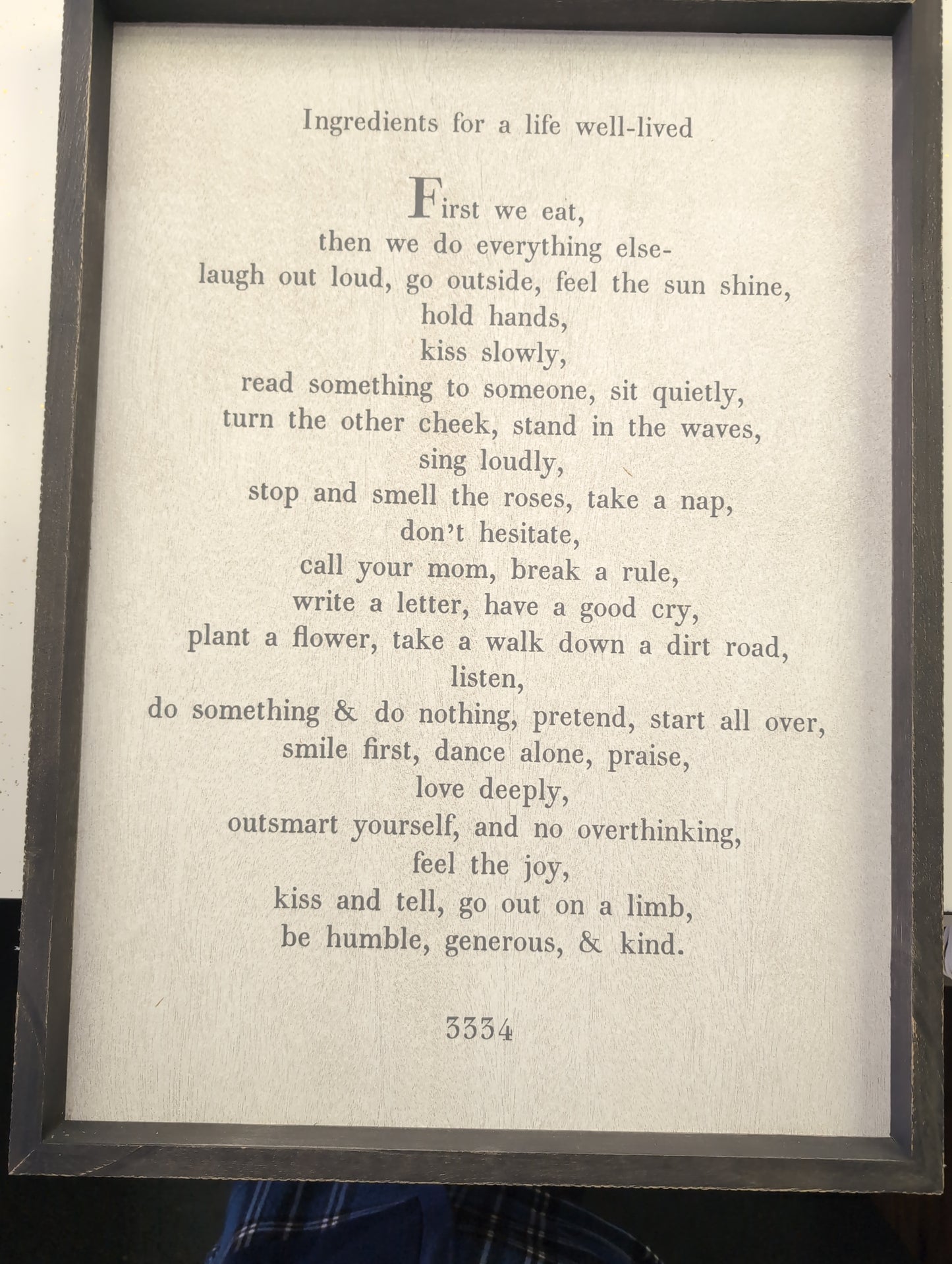 “Ingredients for a Life Well Lived” Framed Wall Art