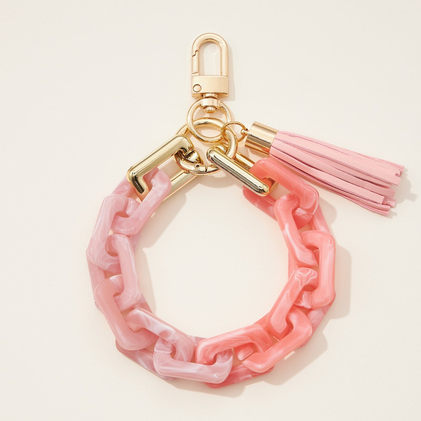 Two Tone Mixed Resin Chain Keychains with Tassel