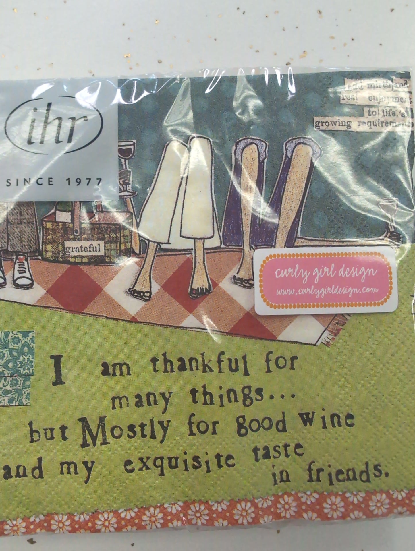 I Am Thankful” Curly Girl Cocktail Napkins — 20 ct