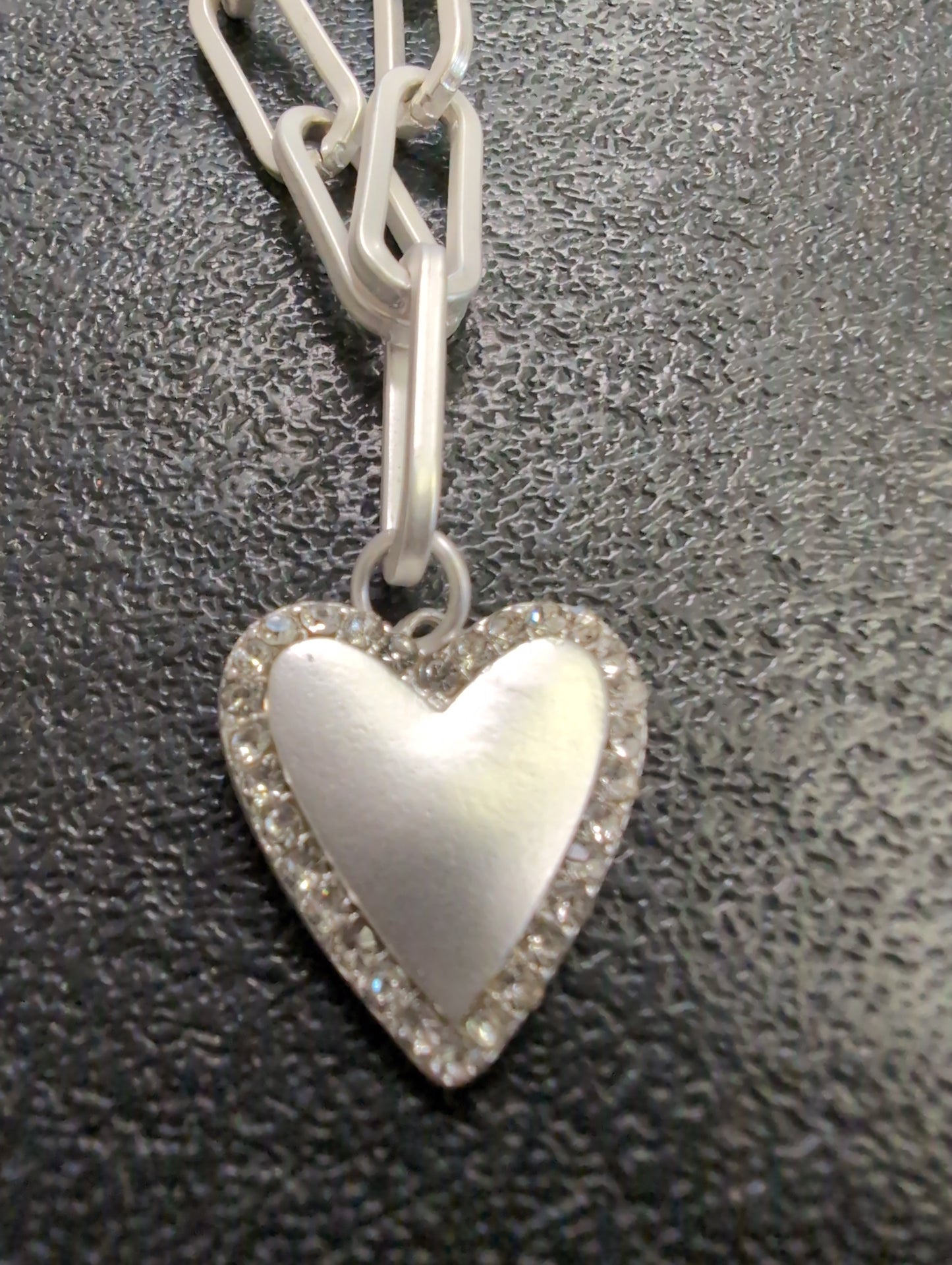 Jane Marie Silver Heart Crystal Outline Necklace – 16"