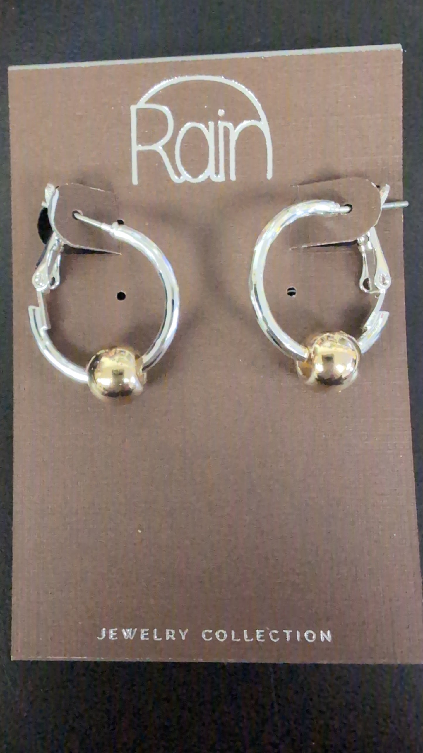 Silver Hoop with Gold Ball Earrings