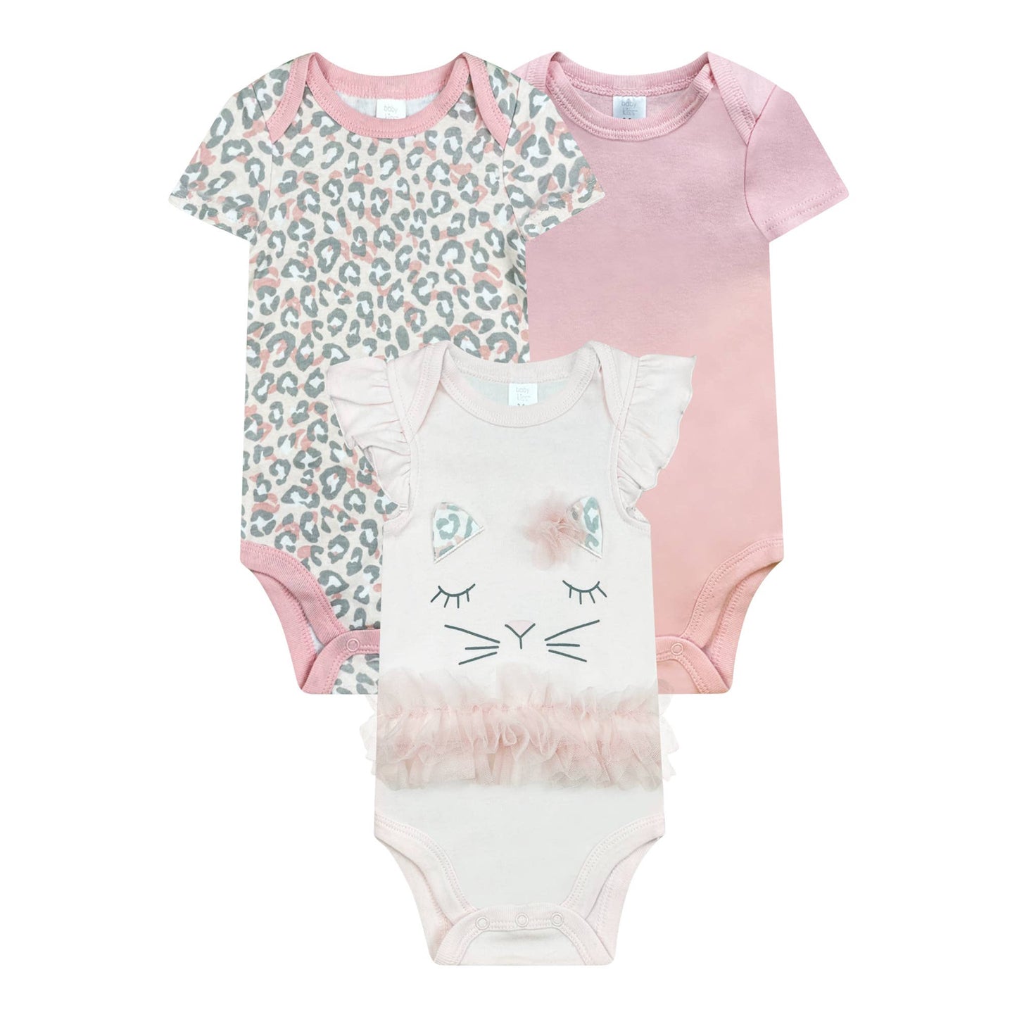 Baby Kiss - 3Pk Short Sleeve Onesie - Kitty