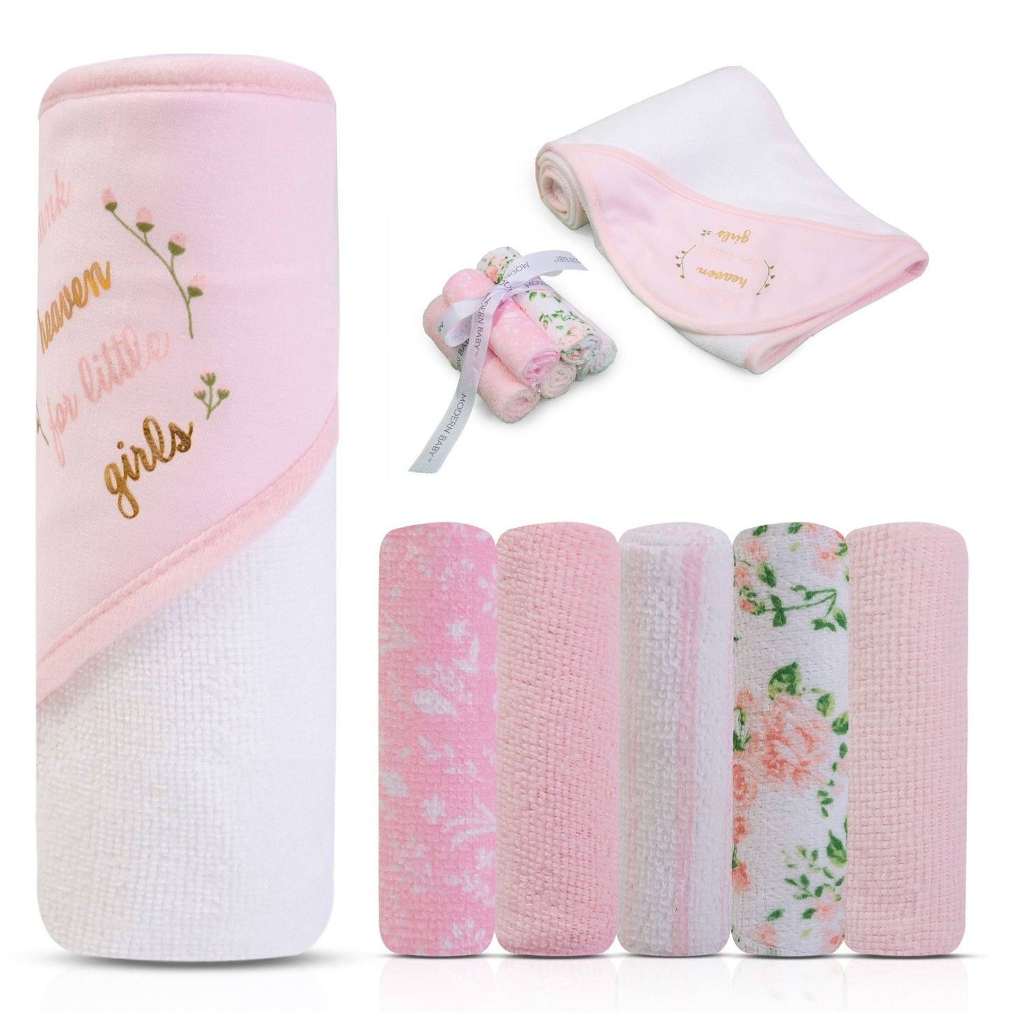 Hooded Towel & 5 Washcloths - Thank Heaven For Little Girls