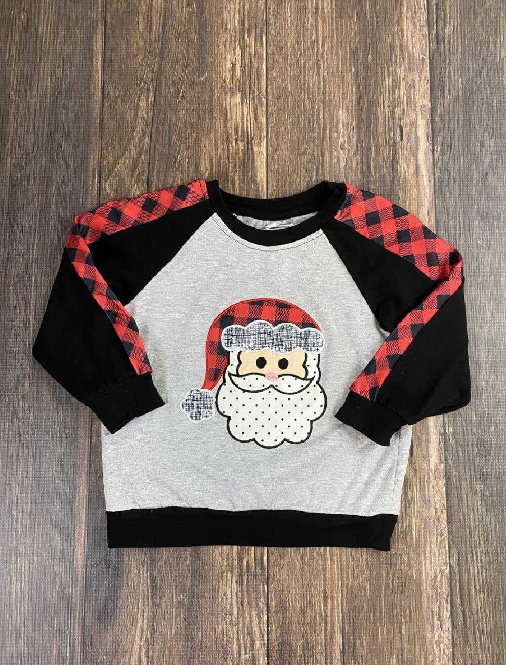 Santa Buffalo Plaid Sleeve Pullover - Boys