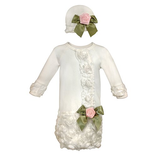 Baby Girl Gown with Cap 0-6 mo