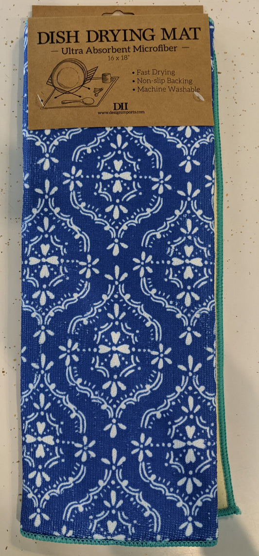 Blue Lace Dish Drying Mat