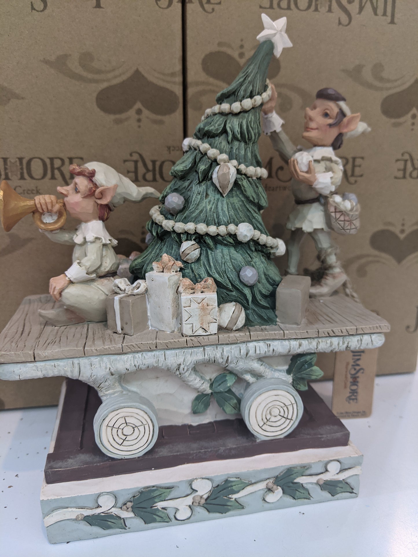Jim Shore White Woodland Elves and Tree Train