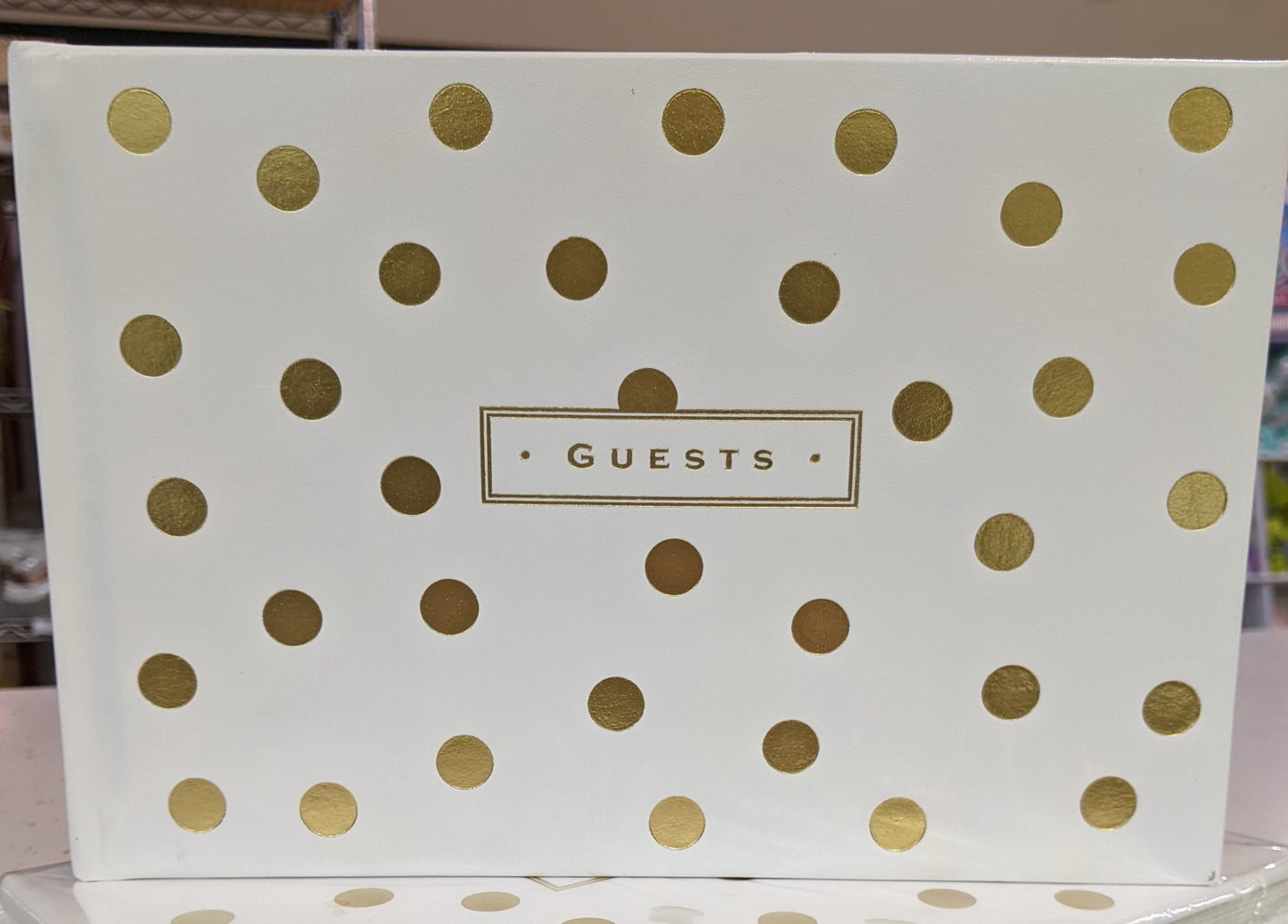 Gold Dots Leather Guest Book