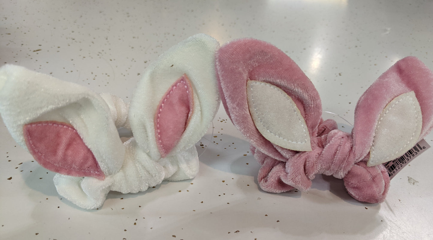 Bunny Ear Scrunchie – Velour Easter Hair Accessory (Pink or White)