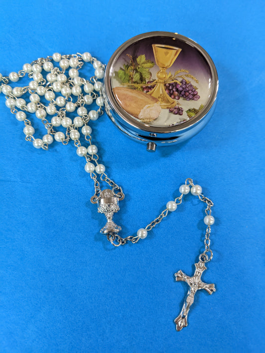 Body of Christ First Communion Rosary w/ case - Girl
