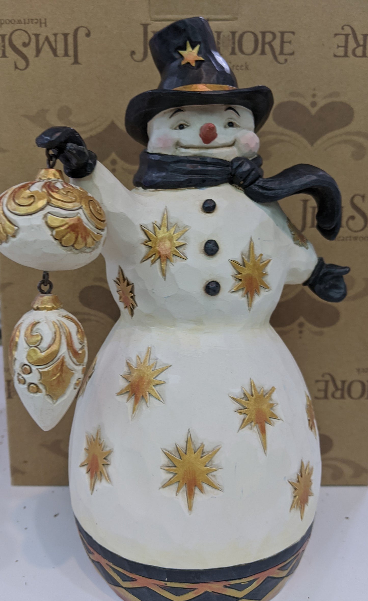 Jim Shore Black & Gold Snowman “Be Merry, Be Bright”