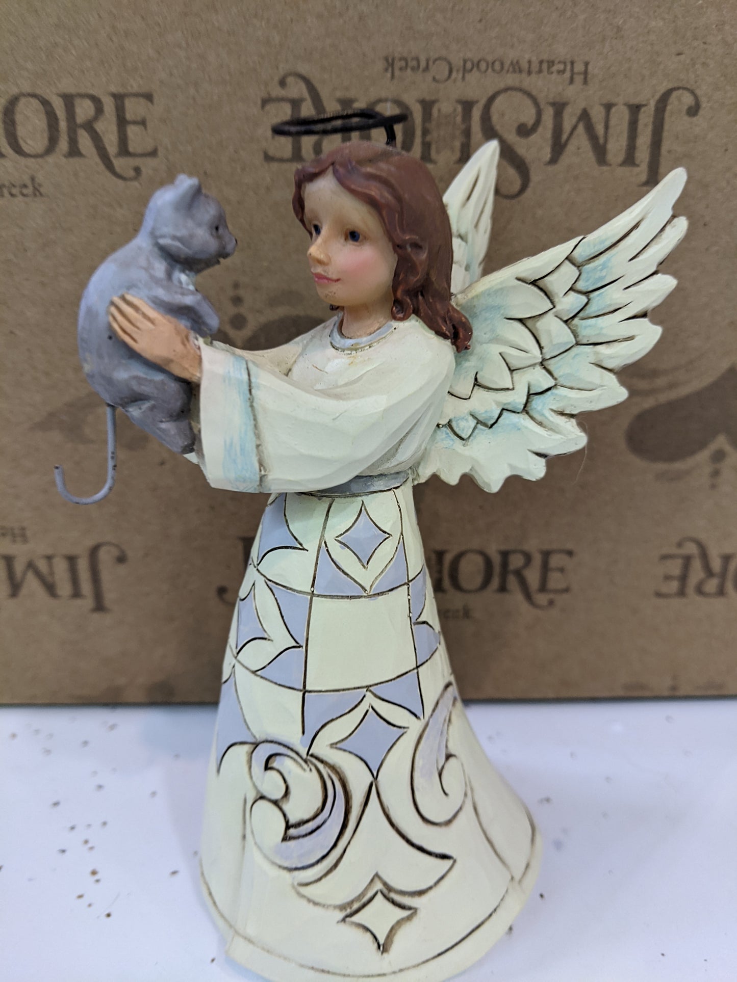 Jim Shore White Woodland Angel w/Cat