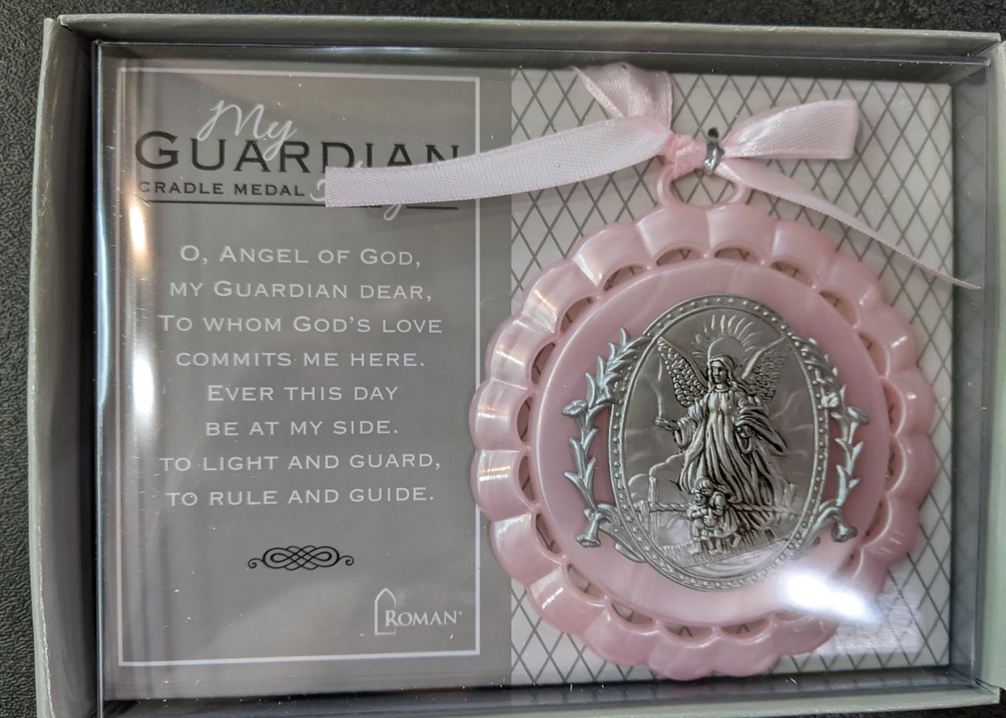 Guardian Angel Cradle Medal Pink or Blue