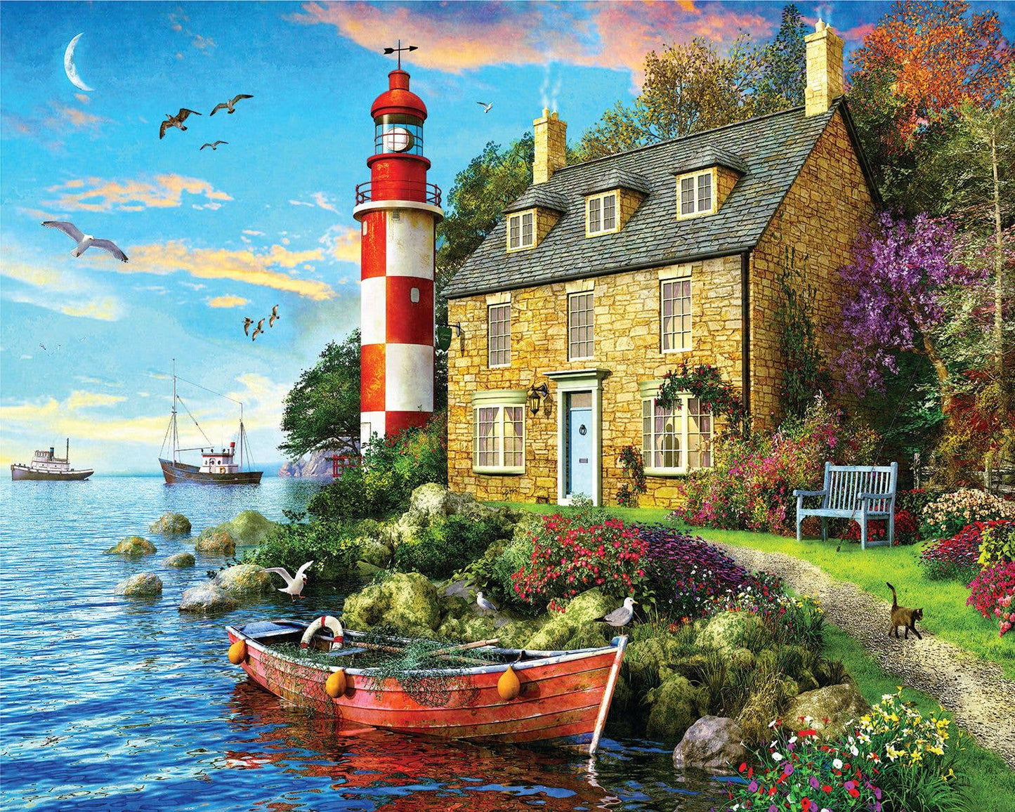 The Cottage Lighthouse 1000 Piece Jigsaw Puzzle: 1000