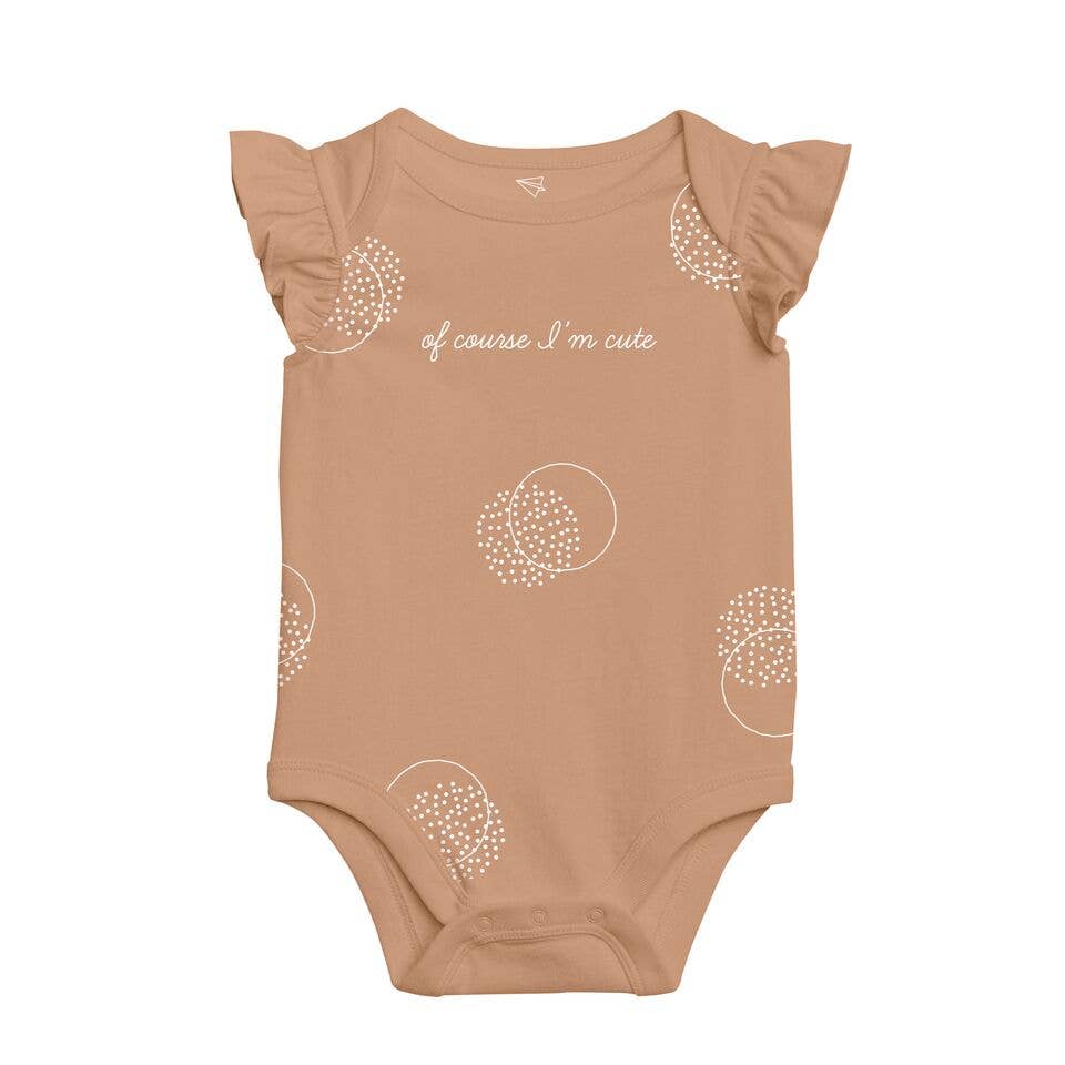 I'm Cute Ruffled Sleeves Bodysuit