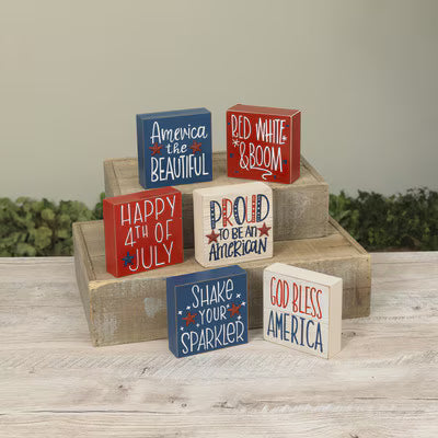 Patriotic Wood Block Signs