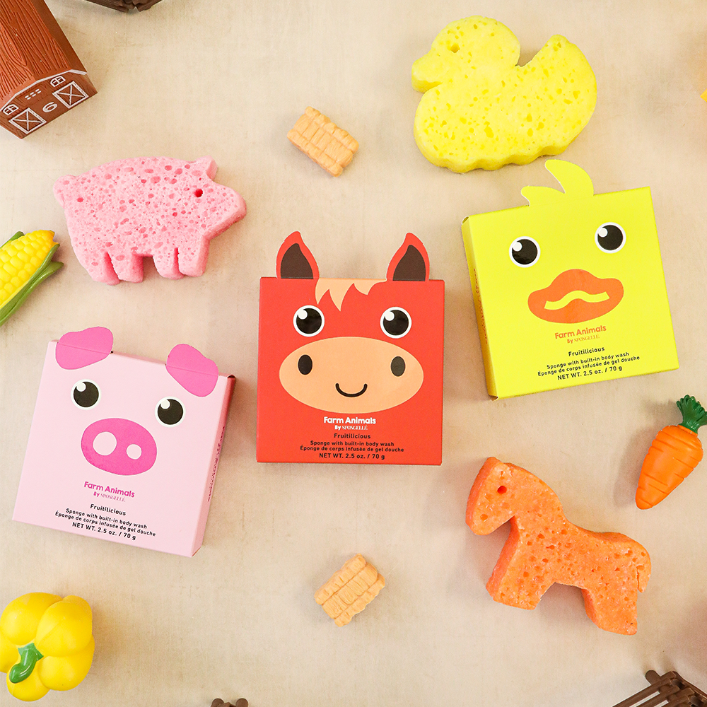 Farm Animals Kids Bath Sponge Assortment