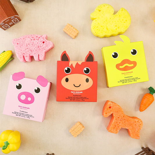 Farm Animals Kids Bath Sponge Assortment