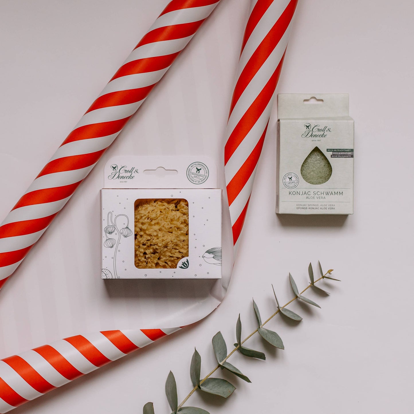 Natural sponge in environmentally friendly gift box, medium massage natural Xmas gift