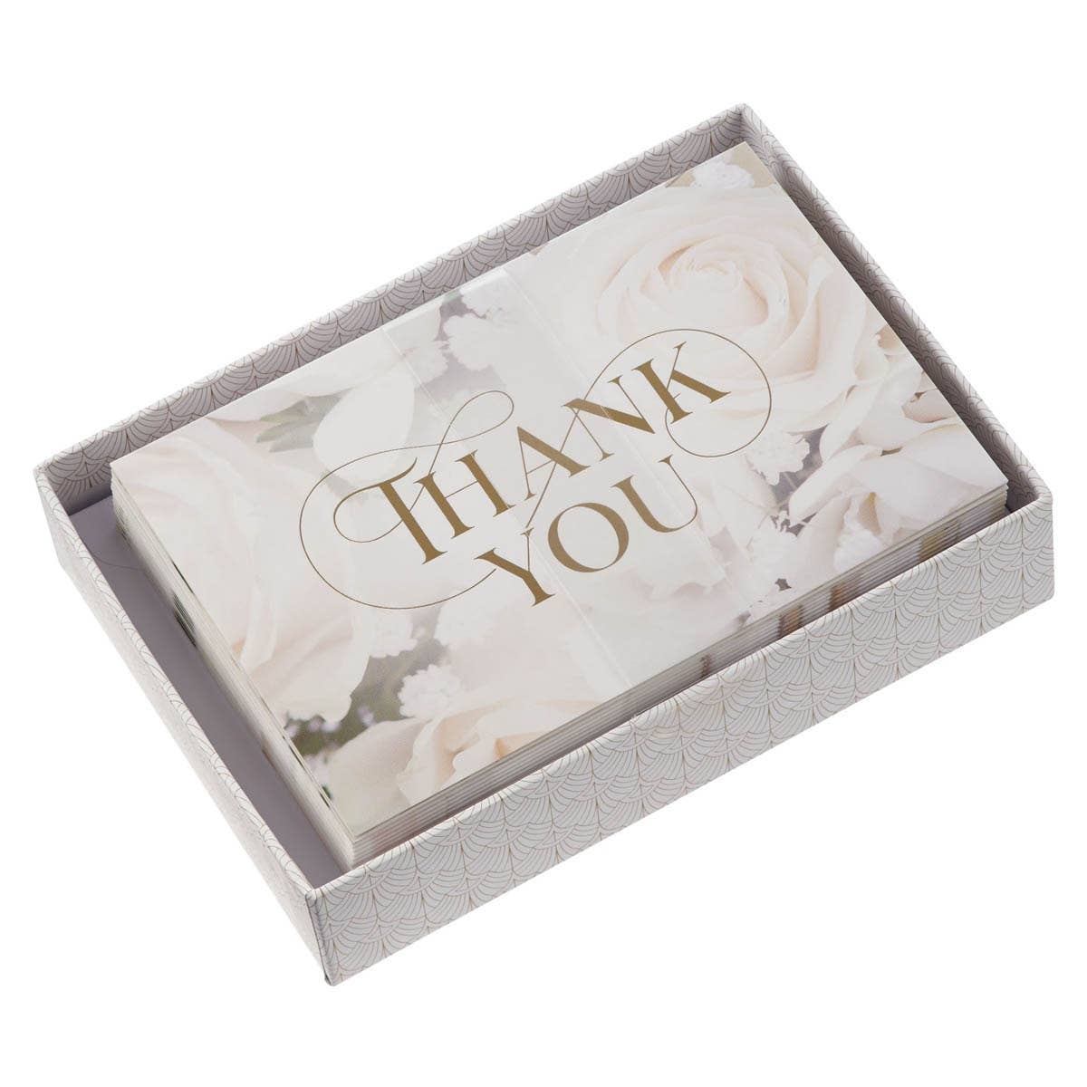 Boxed Cards Thank You White Roses
