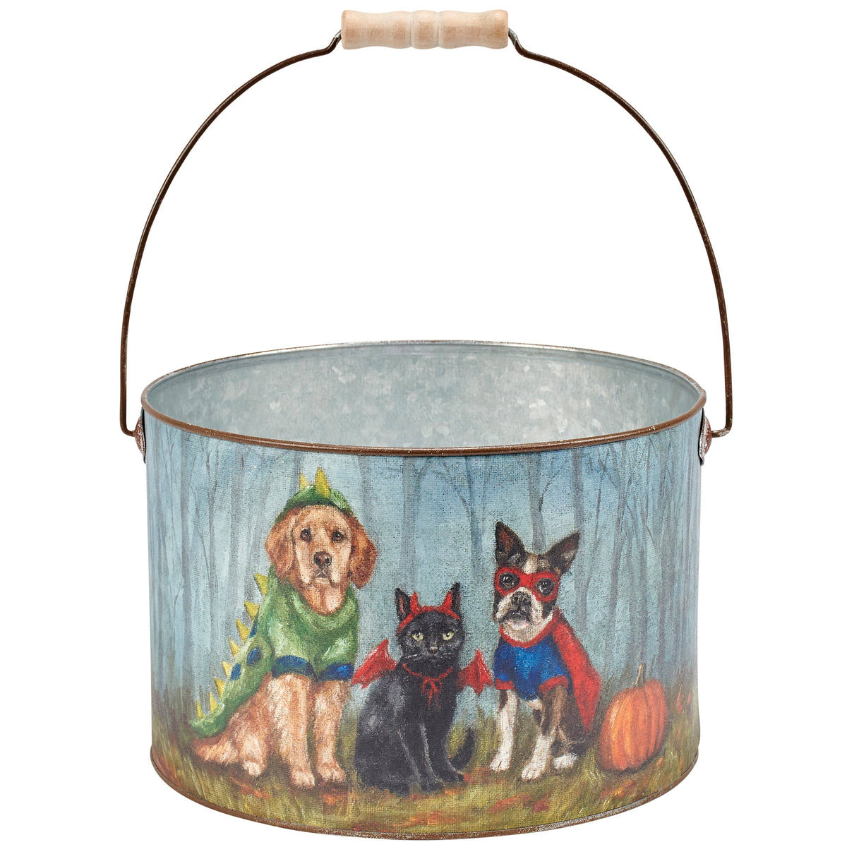 Halloween Pets Galvanized Metal Bucket