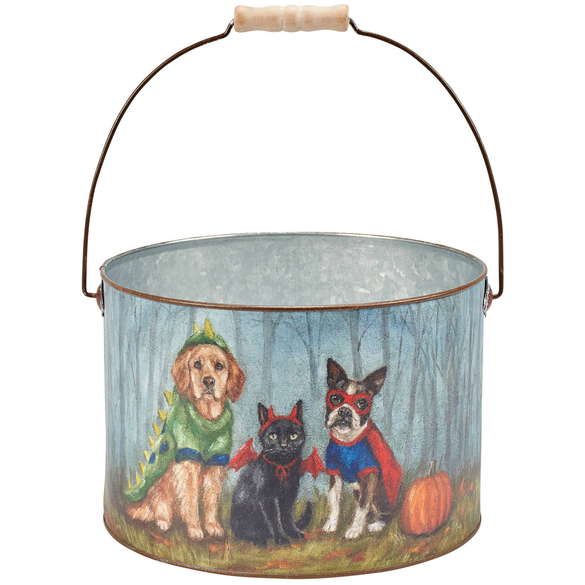 Halloween Pets Galvanized Metal Bucket