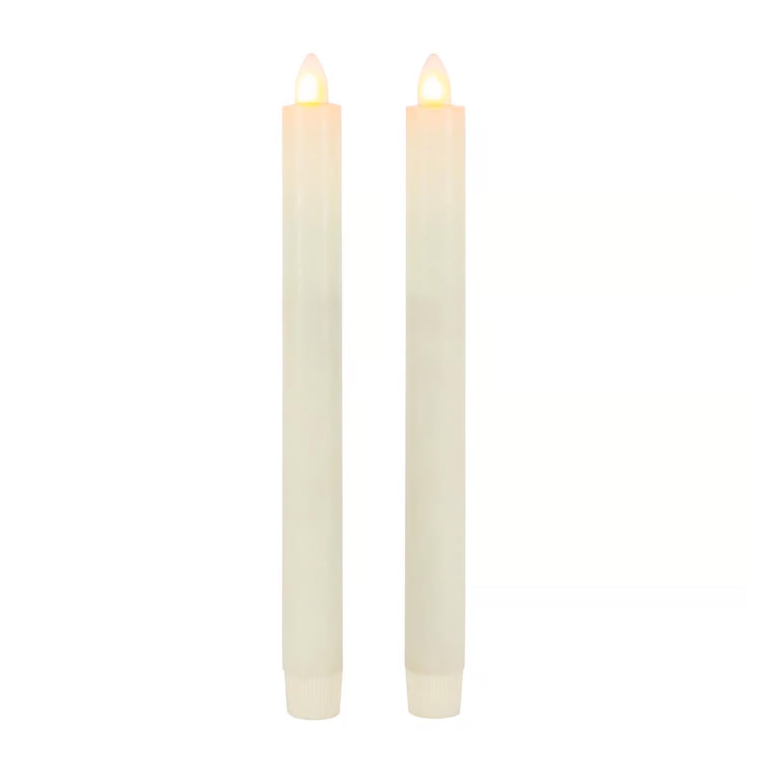 White Wax LED Aurora Flame Taper Candles