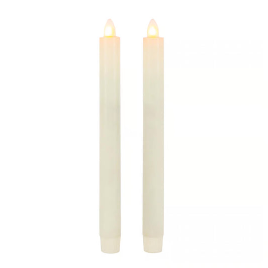 White Wax LED Aurora Flame Taper Candles