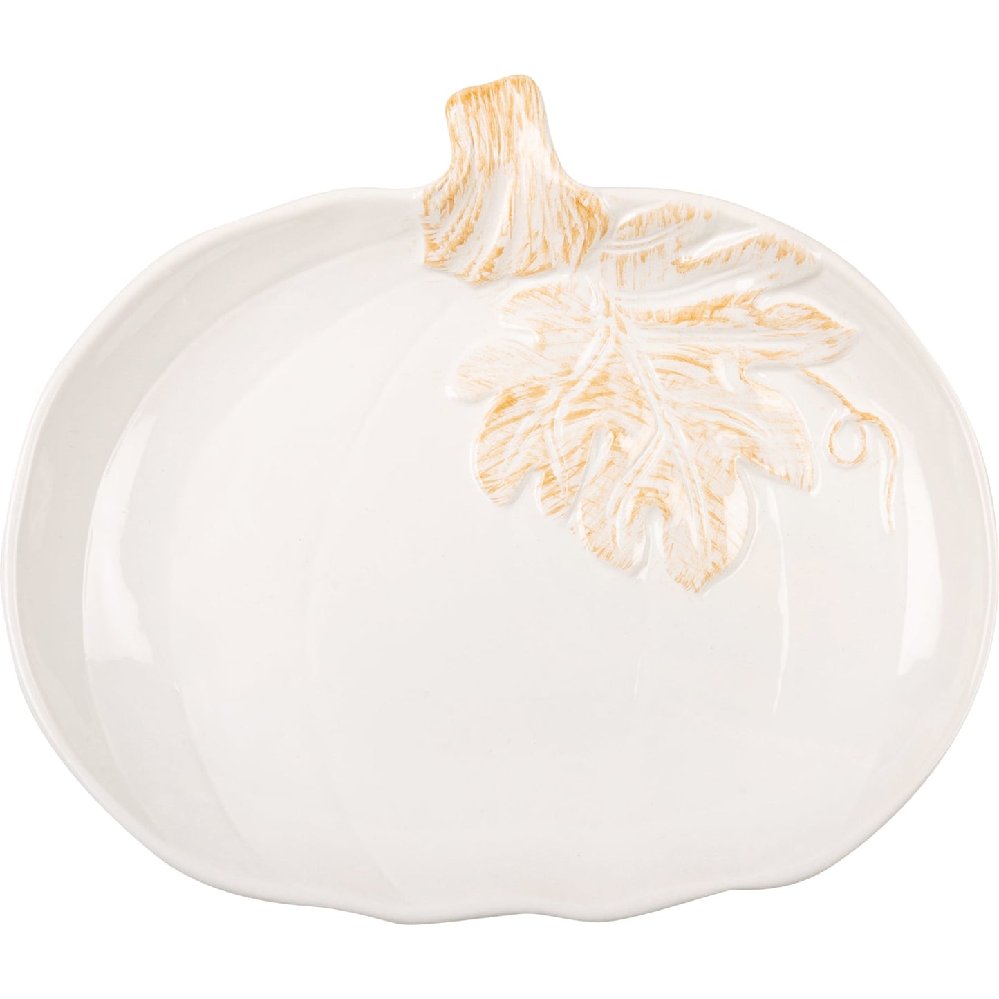 Large White Ceramic Pumpkin Plate