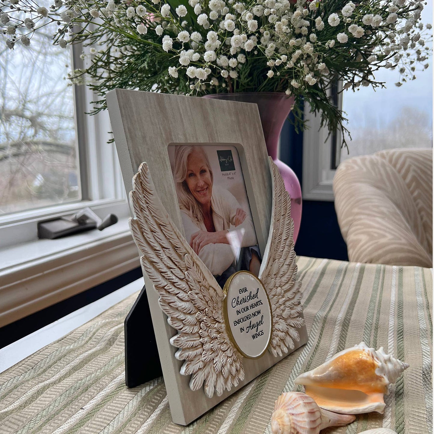Memorial Frame – Angel Wings “Ever Cherished in Our Hearts” (4x6)