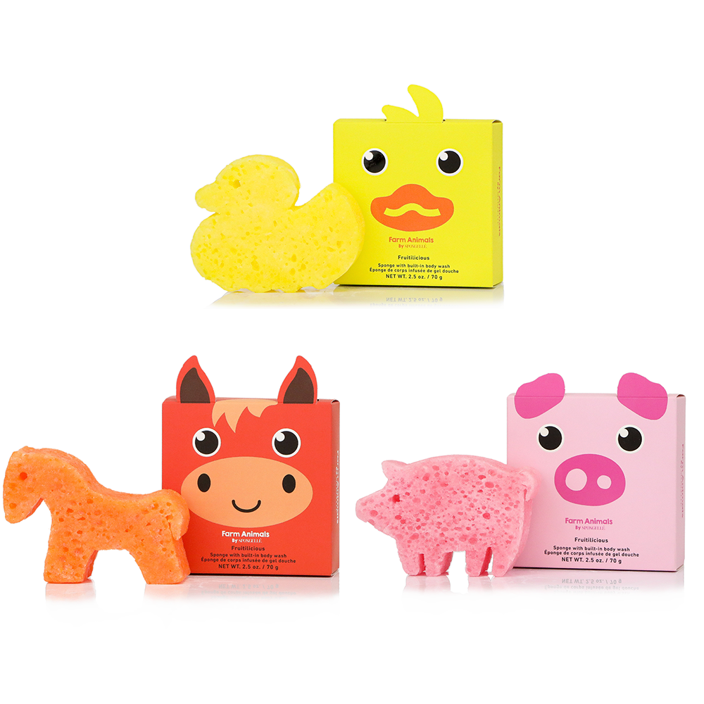 Farm Animals Kids Bath Sponge Assortment
