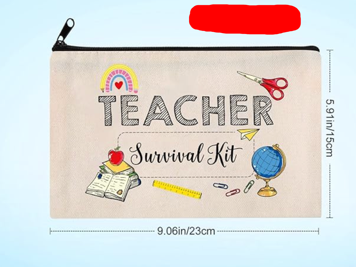 Back to School Teacher Survival Kit Pouch