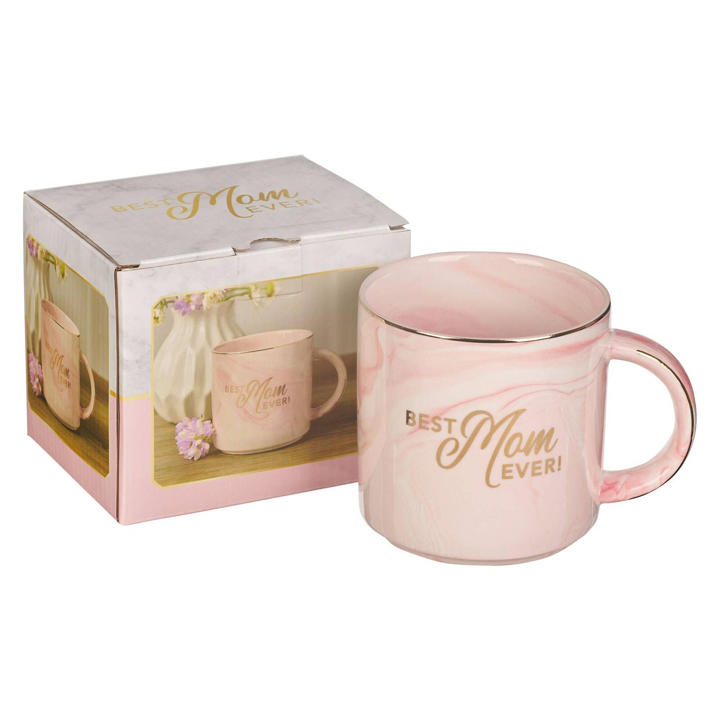 Best Mom Ever Pink Marbled Mug (13 oz)