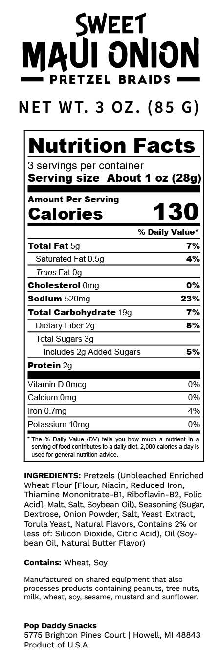 Seasoned Pretzels - 3oz - Sweet Maui Onion