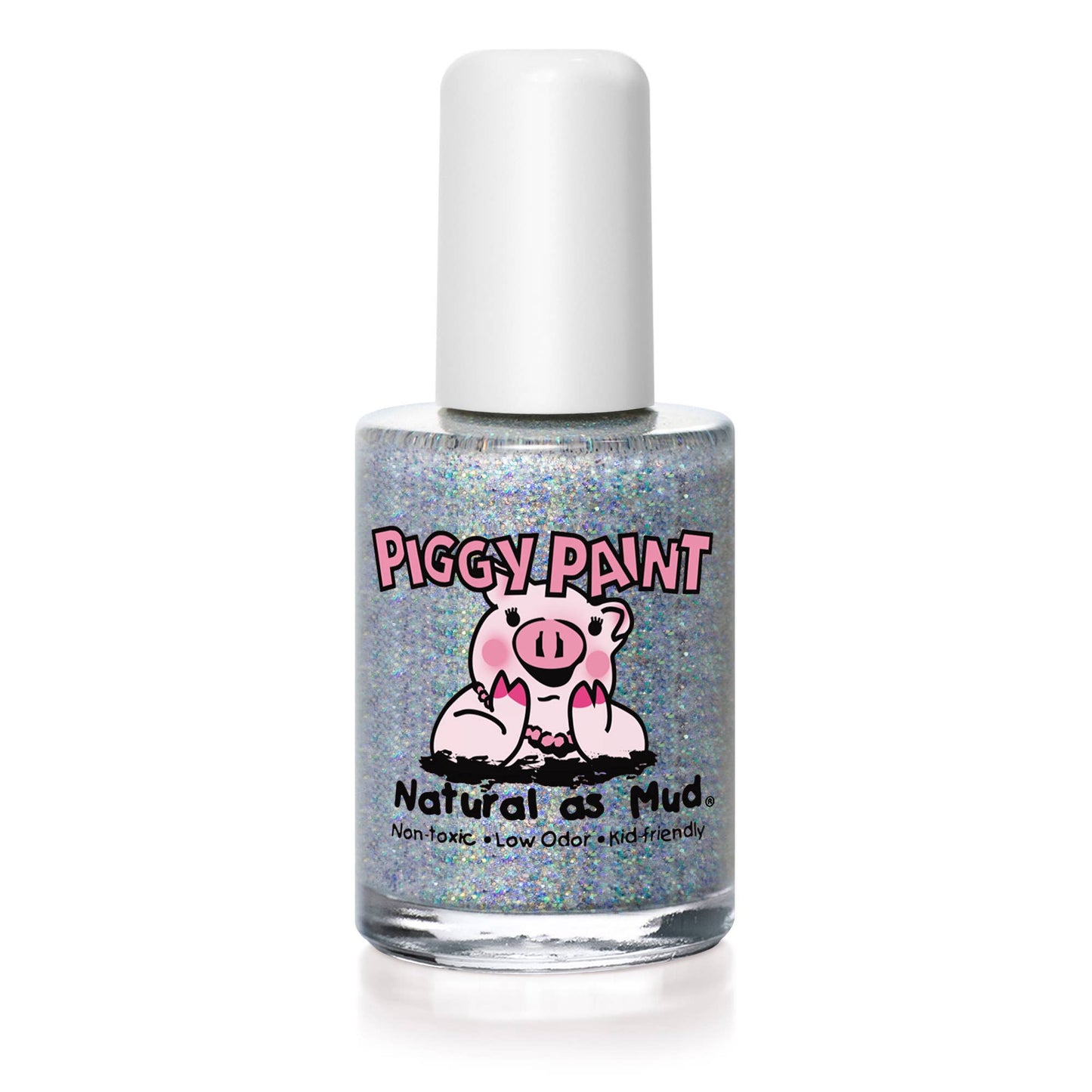 Glitterbug Non-Toxic Kids Nail Polish - Silver Rainbow Glitter by Piggy Paint
