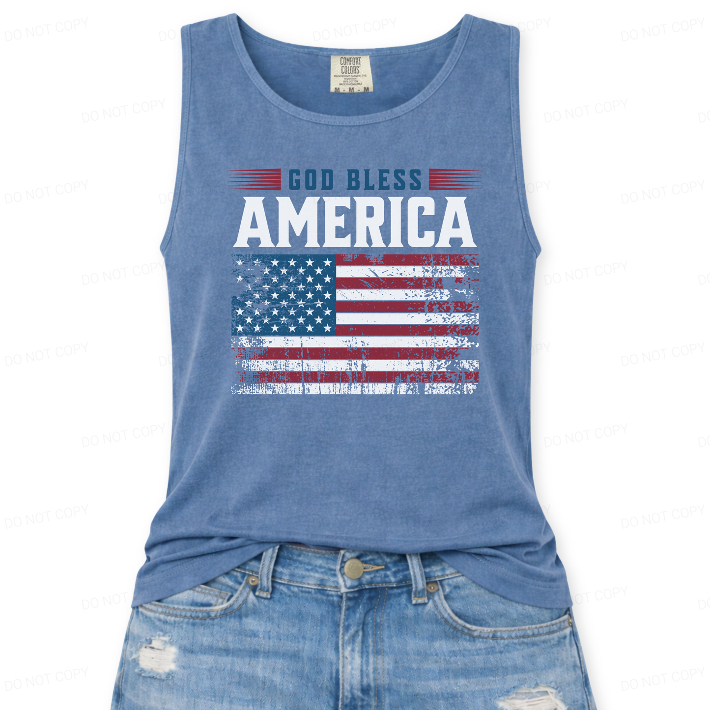 God Bless America Comfort Colors Unisex Tank Top | July 4th