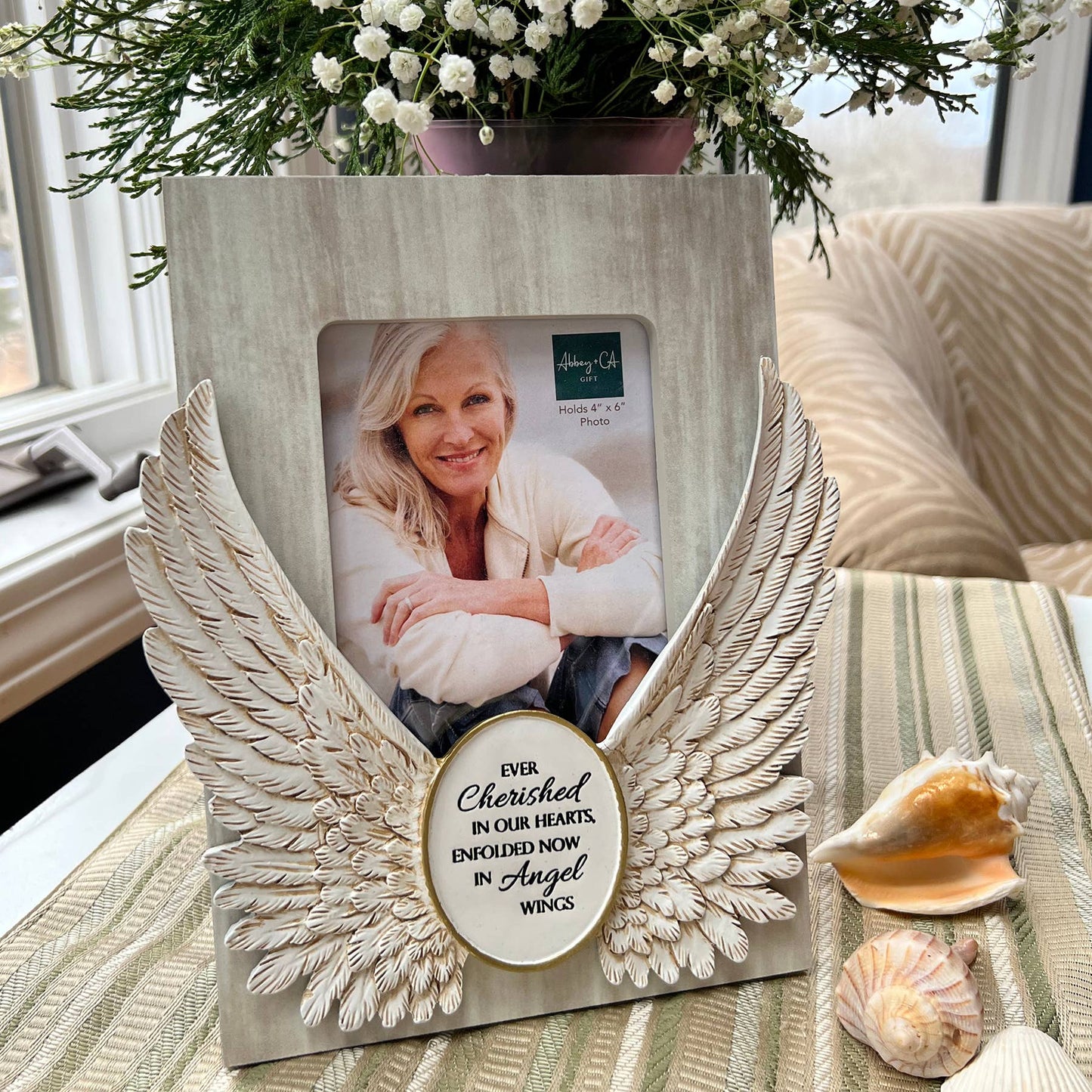 Memorial Frame – Angel Wings “Ever Cherished in Our Hearts” (4x6)
