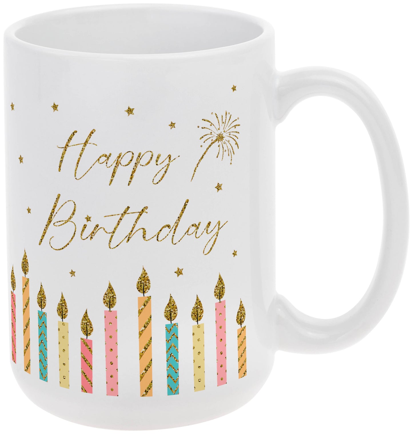 Happy Birthday Candles 15 Oz Ceramic Mug