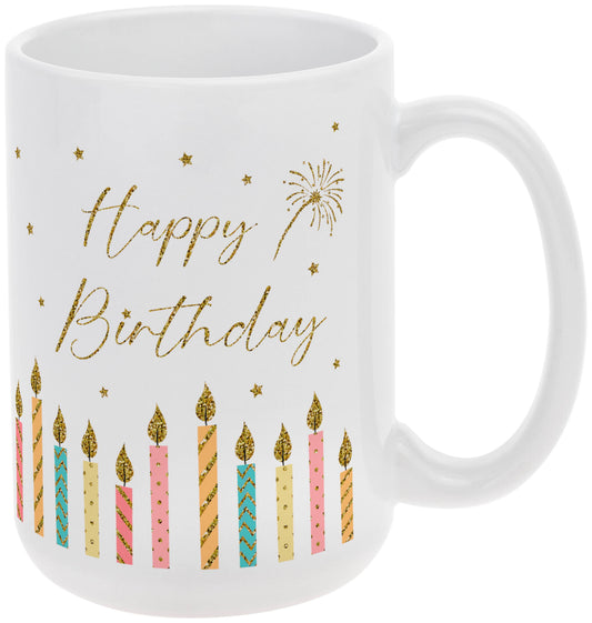 Happy Birthday Candles 15 Oz Ceramic Mug