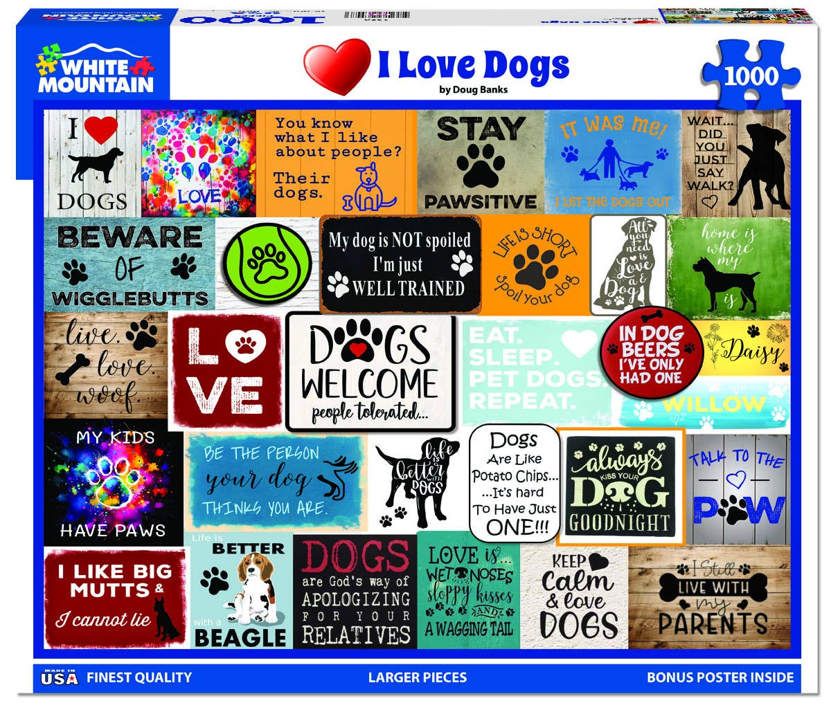 I Love Dogs - 1000 Piece Jigsaw Puzzle
