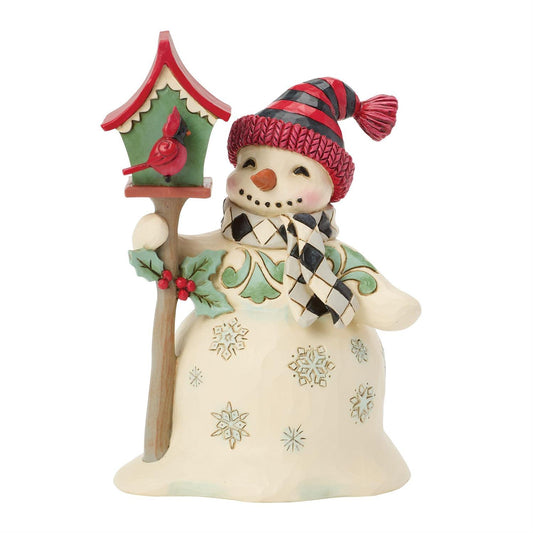 Jim Shore Highland Glen Snowman with Birdhouse – "Birdie, It's Cold Outside"